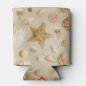 Starfish und Seashells Beach Foto Dosenkühler (Rückseite)