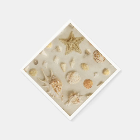 Starfish und Seashells Beach Foto Serviette (Ecke)