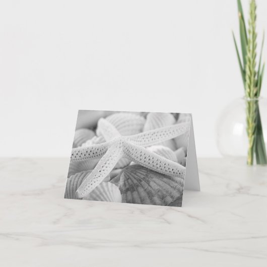 STARFISH UND SEASHELLS SCHWARZWEISS-NOTECARD KARTE (Vorderseite)