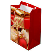 Starfish-und SeeMuschel-Weihnachten am Strand Mittlere Geschenktüte (Vorderseite Schrägansicht)