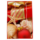 Starfish-und SeeMuschel-Weihnachten am Strand Mittlere Geschenktüte (Rückseite)