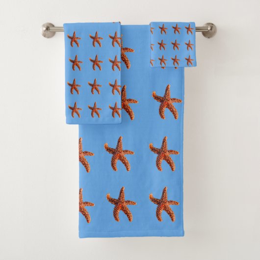 Starfish und Seestern auf blauem Hintergrund Badhandtuch Set (Insitu)