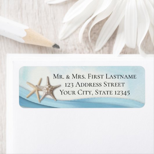 Starfish und Sky Blue Ribbon Label (Insitu)