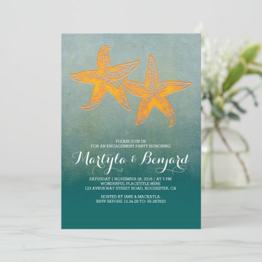 Starfish verbinden aquamarines ombre einladung (Stehend Vorderseite)