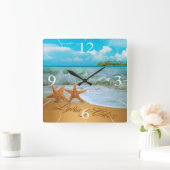 Starfish verbinden FRAGEN MICH, UM NAMEN in den Quadratische Wanduhr (Zuhause)