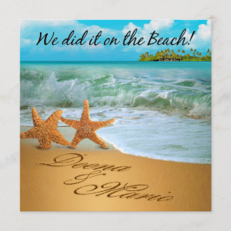 Starfish verbinden FRAGEN, UM IHRE NAMEN IN SAND Einladung