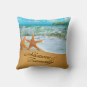 Starfish verbinden FRAGEN, UM IHRE NAMEN IN SAND Kissen (Rückseite)