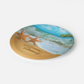 Starfish verbinden FRAGEN, UM IHRE NAMEN IN SAND Pappteller (Schrägansicht)