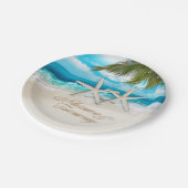 Starfish verbinden FRAGEN, UM IHRE NAMEN IN SAND Pappteller (Schrägansicht)