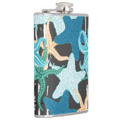 Starfish Vintag: dunkel gestreift Hintergrund. Flachmann (Rechts)