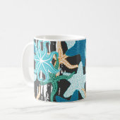 Starfish Vintag: dunkel gestreift Hintergrund. Kaffeetasse (Vorderseite Links)
