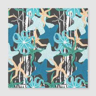 Starfish Vintag: dunkel gestreift Hintergrund. Magnetkarte