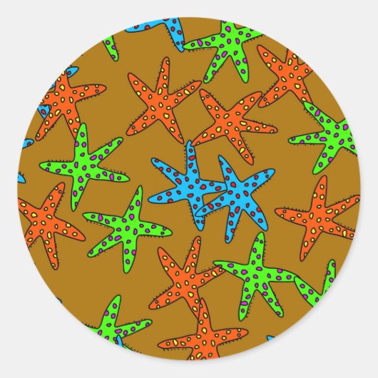 Starfish Wallpaper Runder Aufkleber (Vorderseite)