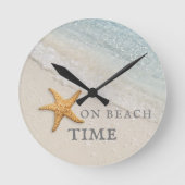 Starfish Waves Beach House Runde Wanduhr (Vorderseite)