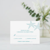 Starfish Wedding RSVP Card - Türkis (Stehend Vorderseite)