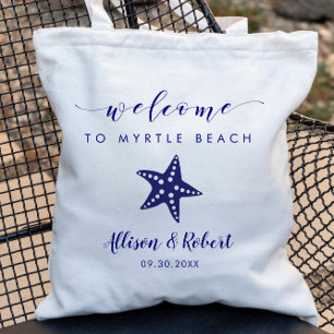 Starfish Wedding Welcome Bag for Beach, Navy Blue Tragetasche
