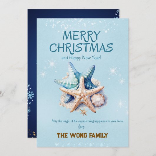 Starfish Weihnachtskarten Feiertagskarte (Vorne/Hinten)