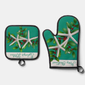Starfish Weihnachtsküche Backen Ofenhandschuh & Topflappen-Set (Vorderseite)