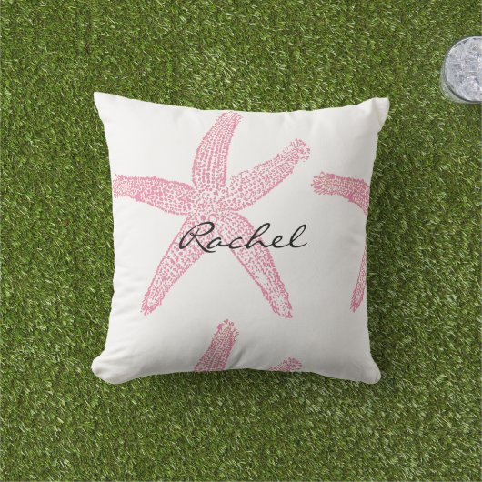 Starfish Weißer Pastell Pink Weißer Name Geschenk Kissen (Golfball-Marker)