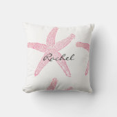 Starfish Weißer Pastell Pink Weißer Name Geschenk Kissen (Vorderseite)