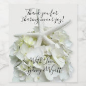 Starfish White Hydrangeas Wedding Vielen Dank Weinetikett (Einzelnes Label)