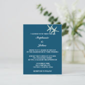 Starfish White Ocean Blue Custom Color Wedding Einladung (Stehend Vorderseite)