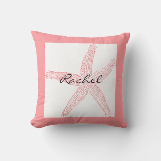 Starfish White Pink Name Template Beach Girl Kissen (Vorderseite)
