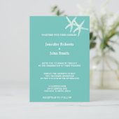 Starfish White Teal Blue Custom Color Cute Wedding Einladung (Stehend Vorderseite)