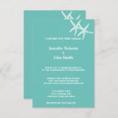Starfish White Teal Blue Custom Color Cute Wedding Einladung (Vorne/Hinten)