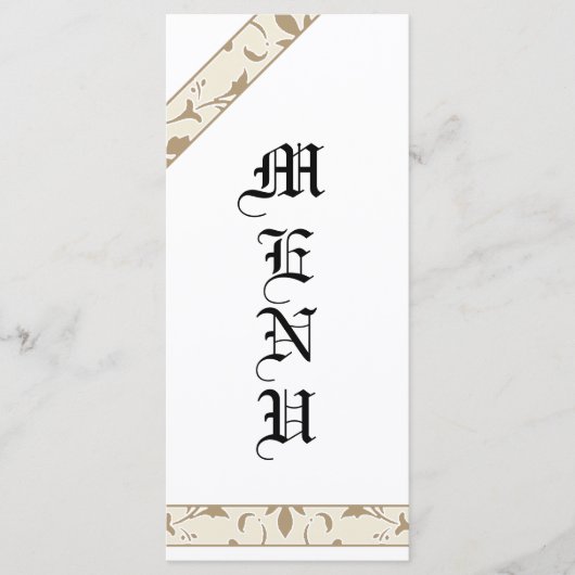 Starfish, Whitecap Gray, Damask Wedding Menu Menükarte (Vorderseite)