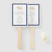 Starfish Whitewash Wood Beach Wedding Program Fan Fächer (Vorne und Hinten)