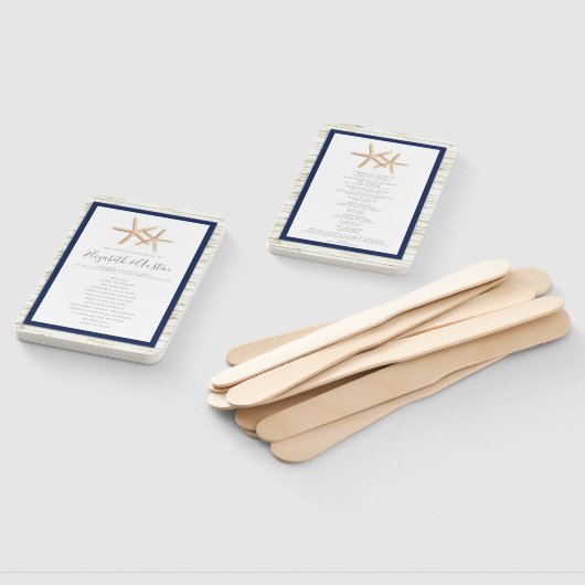 Starfish Whitewash Wood Beach Wedding Program Fan Fächer (Non-assembled)