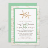 Starfish Whitewusch Wood Beach Hochzeit Einladung (Vorne/Hinten)