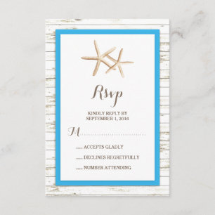 Starfish Whitewusch Wood Beach Hochzeit UAWG RSVP Karte