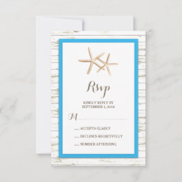 Starfish Whitewusch Wood Beach Hochzeit UAWG RSVP Karte