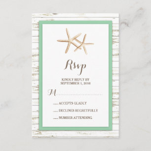 Starfish Whitewusch Wood Beach Hochzeitsminze UAWG RSVP Karte