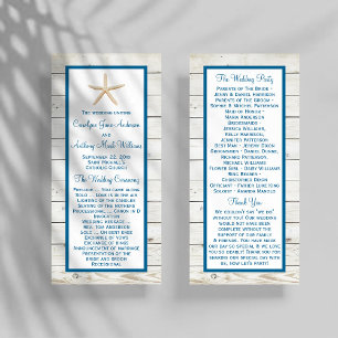 Starfish Whitewusch Wood Beach Hochzeitsprogramm Werbekarte