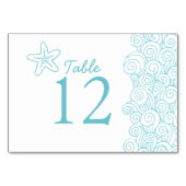 Starfish Wirbel Aqua Beach Hochzeit Tischnummern (Vorderseite)