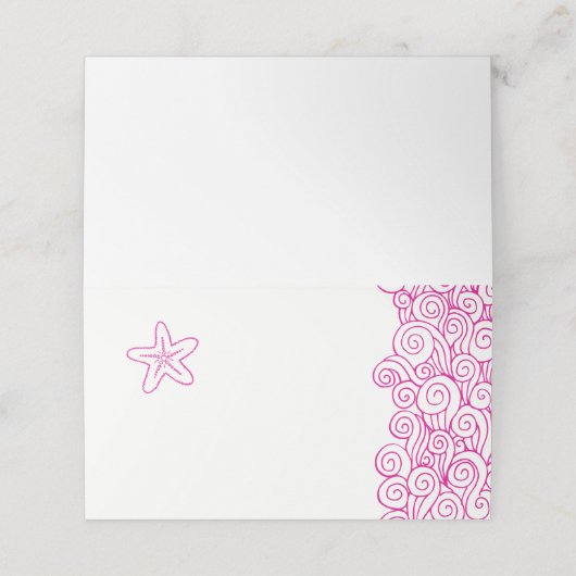Starfish Wirbel Rosa Platzkarten (Außenseite Aufgefaltet)