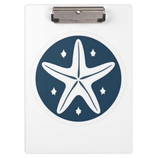 Starfish with White Stars Klemmbrett (Vorderseite)