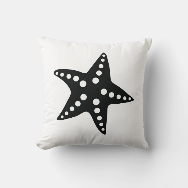 Starfish-Wurfs-Kissen, Strand-Ozean-Thema, schwarz Kissen (Vorderseite)