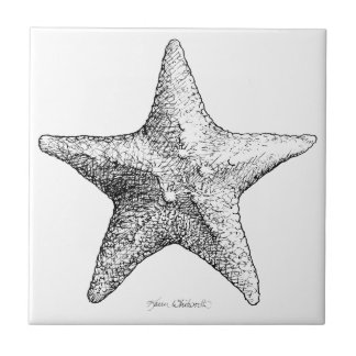 Starfish Zeichne Ocean Beach Art Black & White Fliese