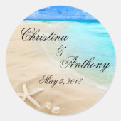 Starfish Zielstrand Hochzeitstippelchen Runder Aufkleber (Vorderseite)