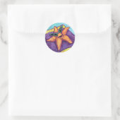 Starfish zum Sonnenbaden Runder Aufkleber (Tasche)