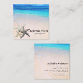 StarfishSeashells auf schöner Strand-Gewohnheit Quadratische Visitenkarte (Vorne/Hinten)