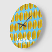 Starfruit Carambola Muster Frucht für Vegane Große Wanduhr (Winkel)