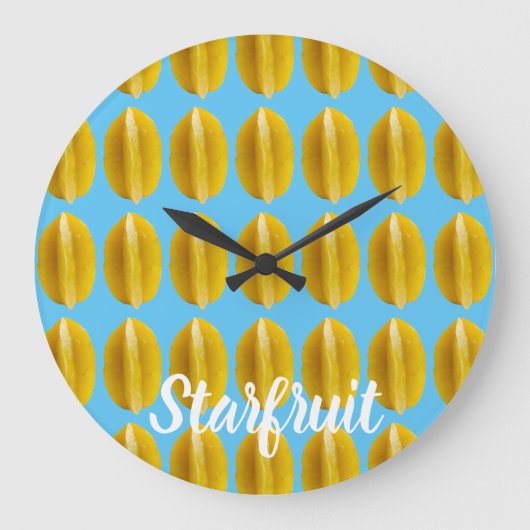 Starfruit Carambola Muster Frucht für Vegane Große Wanduhr (Vorderseite)