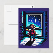Stargazer beim Window Dreamy Pixel Art Night Sky Postkarte (Vorne/Hinten)