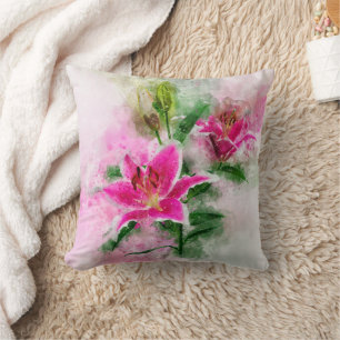 Stargazer-Lilie Aquarell - wb 02 Kissen