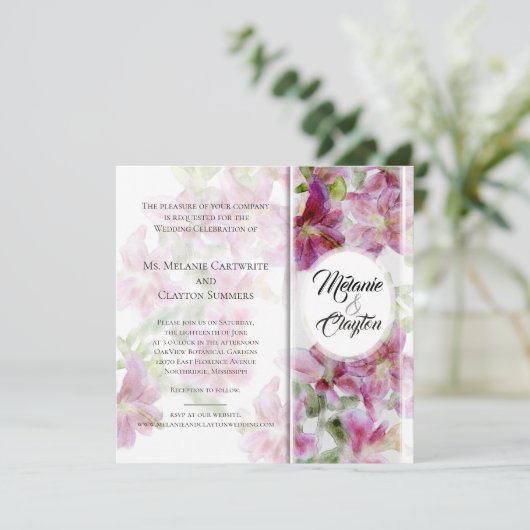 Stargazer-Lilien-Aquarell Einladung (Stehend Vorderseite)